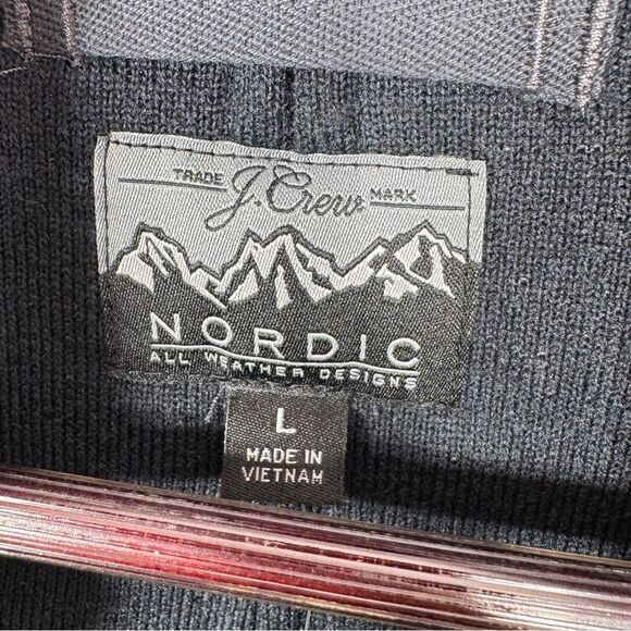 J. Crew Nordic Sherpa Fleece Shawl Collar Jacket Navy Blue Large Zip Snap - Picture 7 of 10